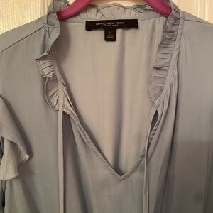 Marc New York Women's Soft Blue Ruffle Blouse
